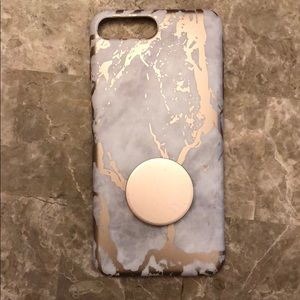 Marble iPhone 7 Plus case/pop socket fits 8 plus